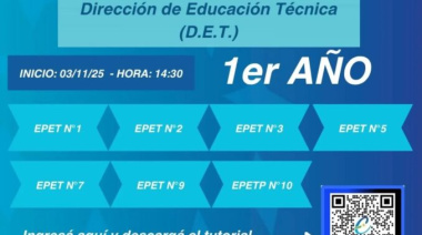 El 3 de noviembre inician las preinscripciones para los colegios secundarios de educación técnica