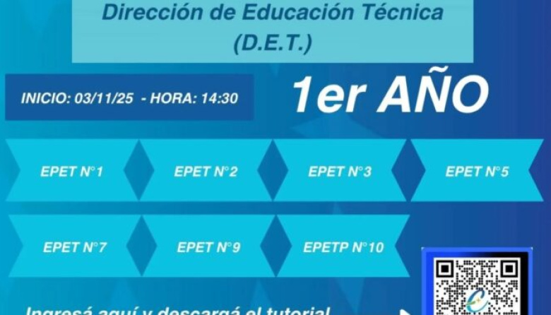 El 3 de noviembre inician las preinscripciones para los colegios secundarios de educación técnica